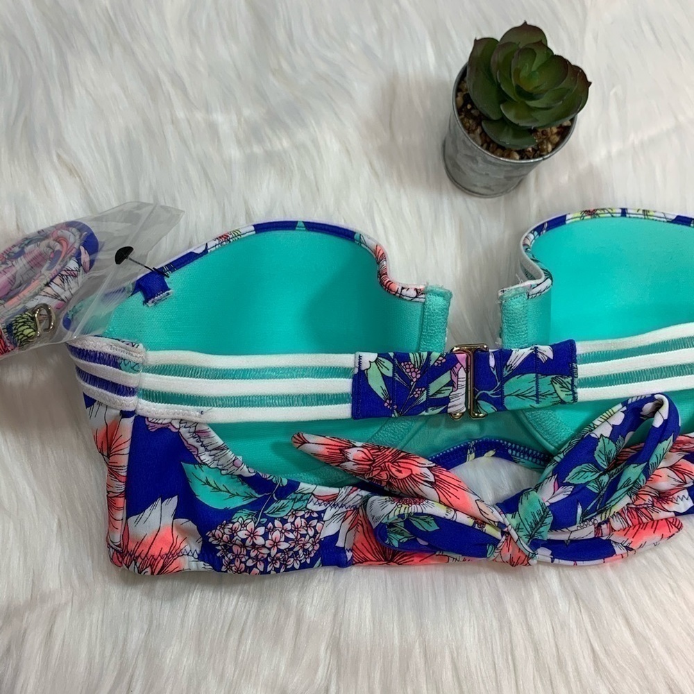 NWOT Shade & Shore Blues Floral Bikini Top 34B - Picture 6 of 10